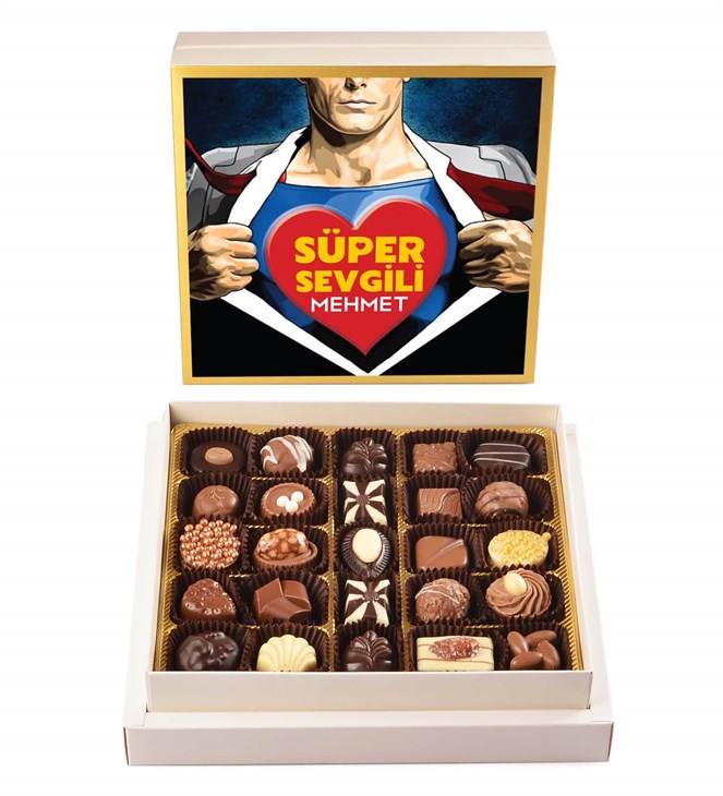 İsme Özel Süper Sevgili Tasarımlı Spesiyal Çikolata 25'li