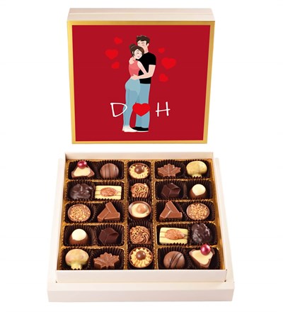 Kişiye Özel Baş Harfli, Aşk Dolu Sevgili Tasarım Kutulu Spesiyal Çikolata 25'li