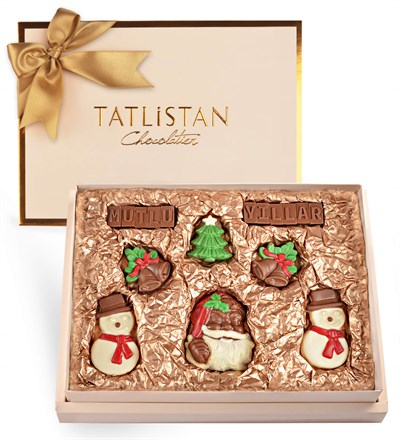 Noel Baba, Kardan Adam ve Yılbaşı Ağaçlı, Mutlu Yıllar Yazılı Çikolata
